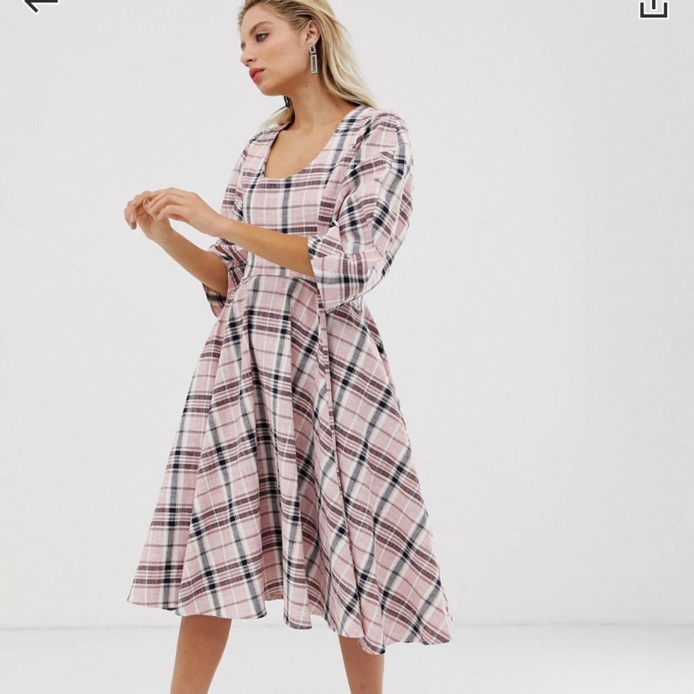 ASOS PLAID MIDI DRESS